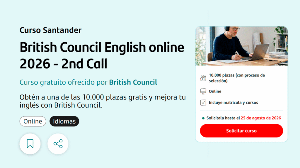 Curso Santander y British Council 2026: 10.000 becas gratis de inglés online